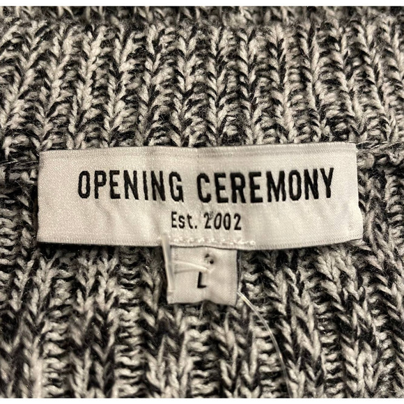 NWT Opening Ceremony Gray Sweater Pink Faux Fur Trim Large - Picture 5 of 10